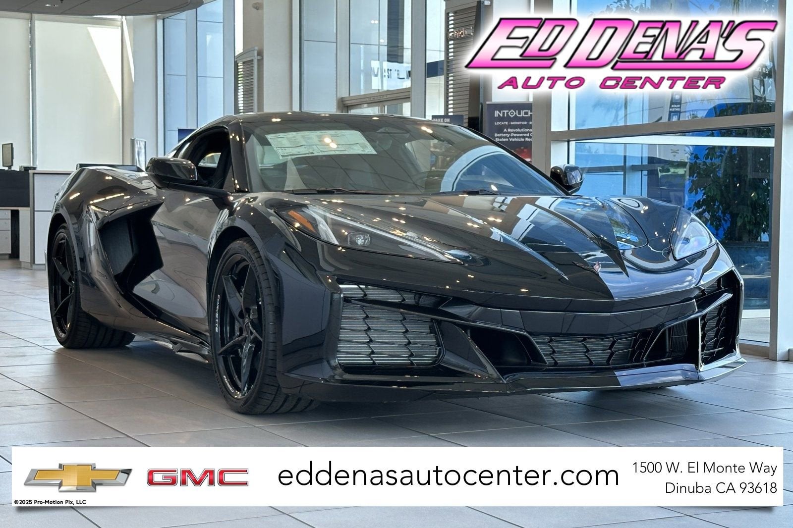 2025 Chevrolet Corvette E-Ray 1LZ in Black — front three-quarter view