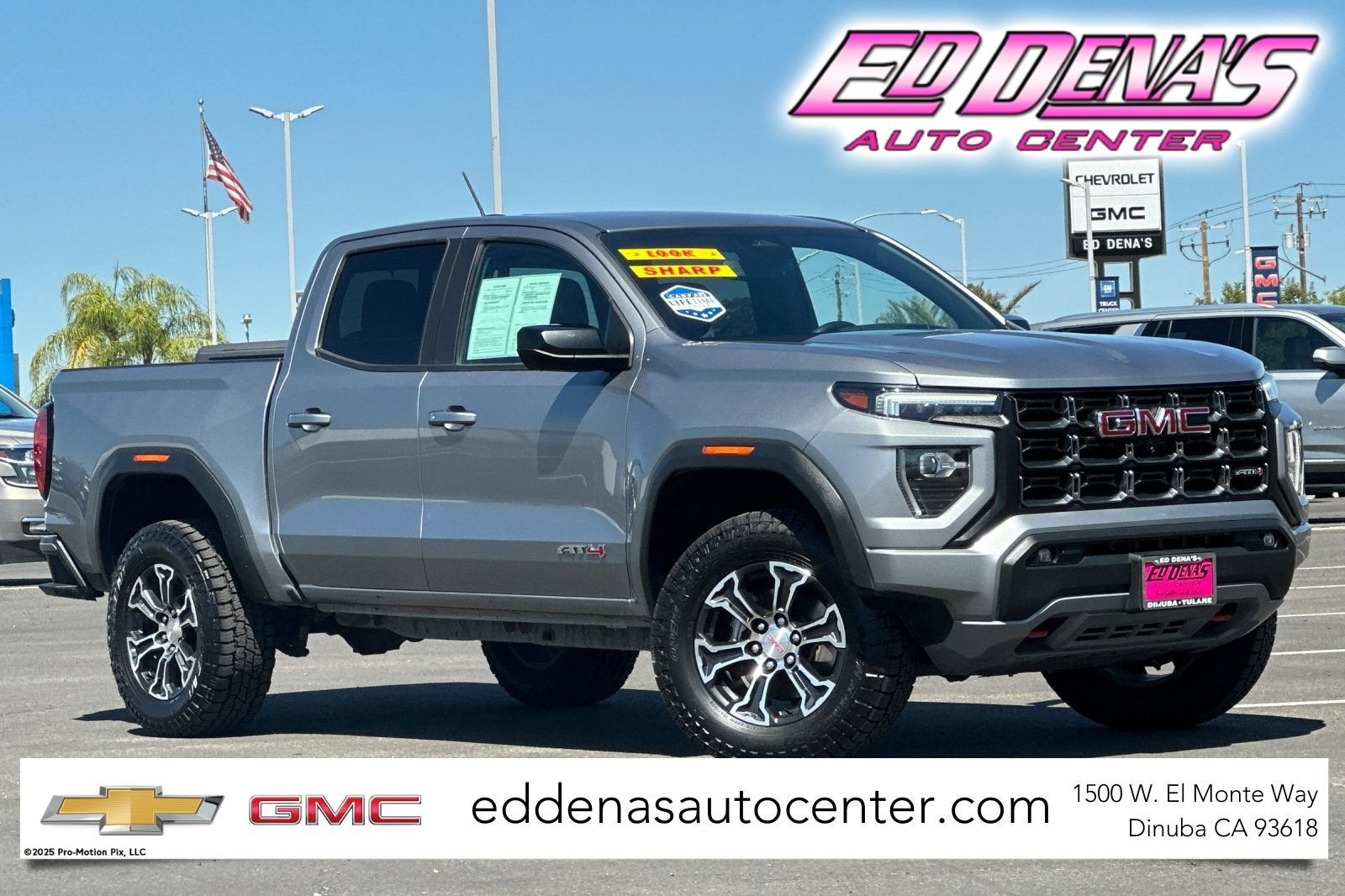 2023 GMC Canyon AT4 in Sterling Metallic — front three-quarter view